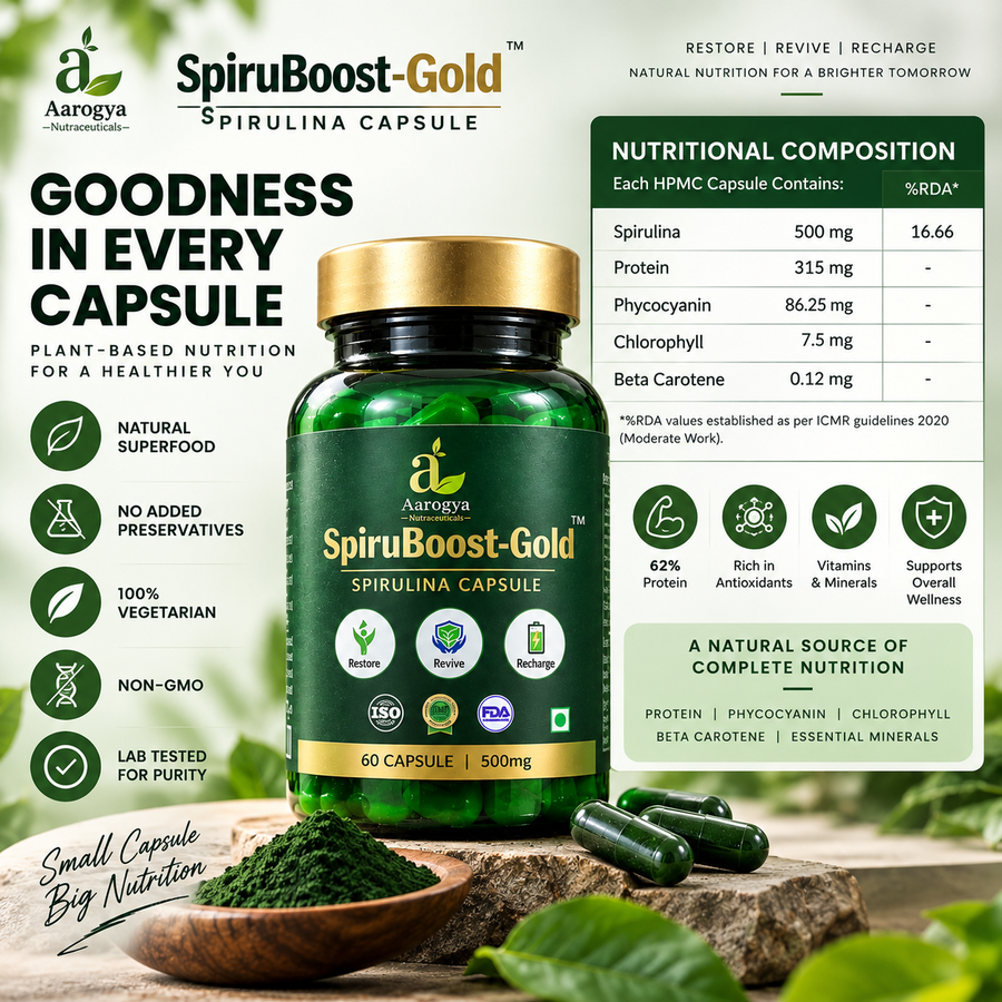 SpiruBoost Spirulina Capsule – 60 Capsules | 500mg