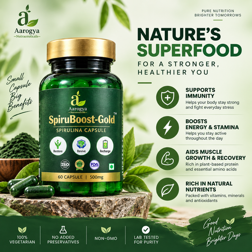 SpiruBoost Spirulina Capsule – 60 Capsules | 500mg